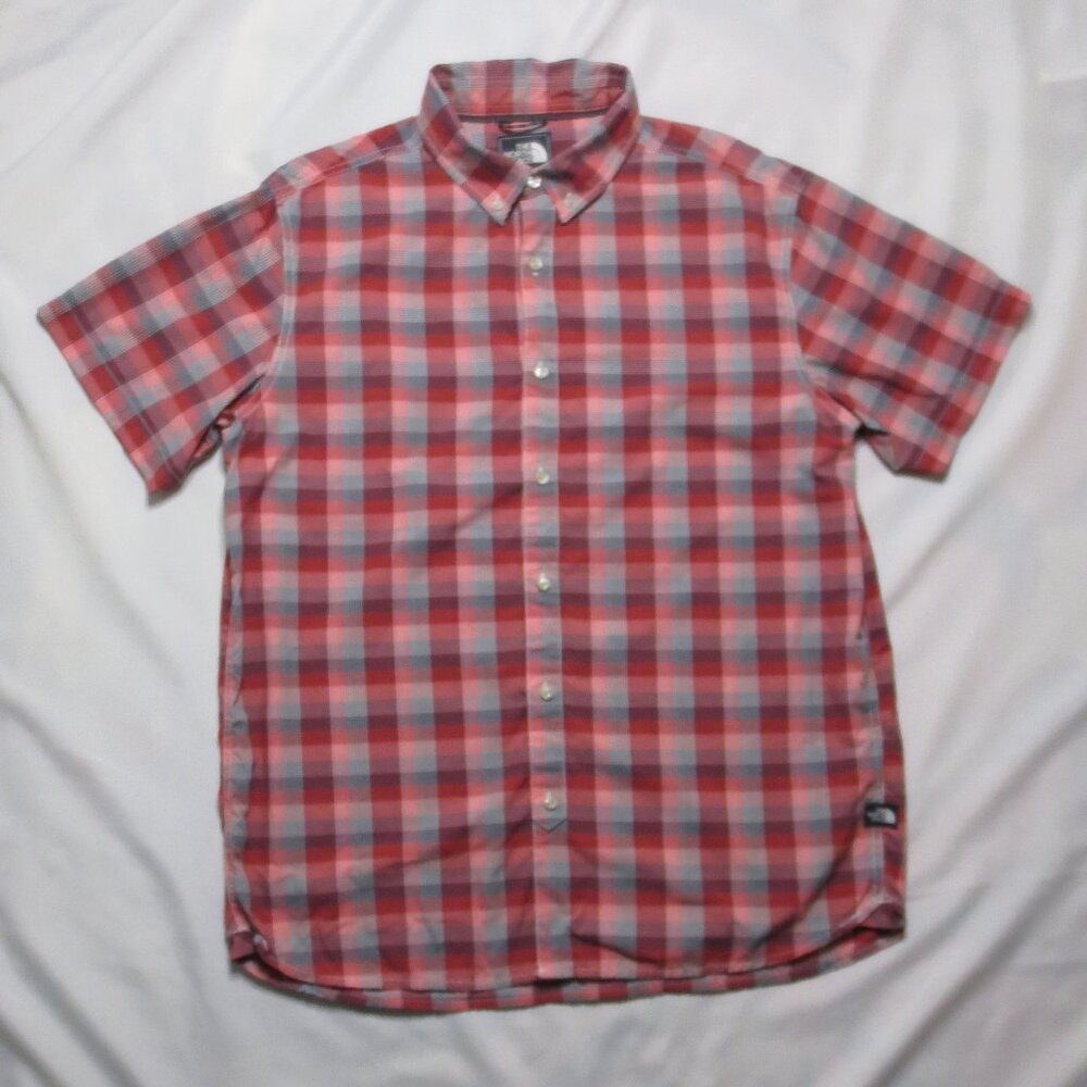 THE NORTH FACE mens SHIRT plaid RED blue BUTTON DOWN white SIZE XL